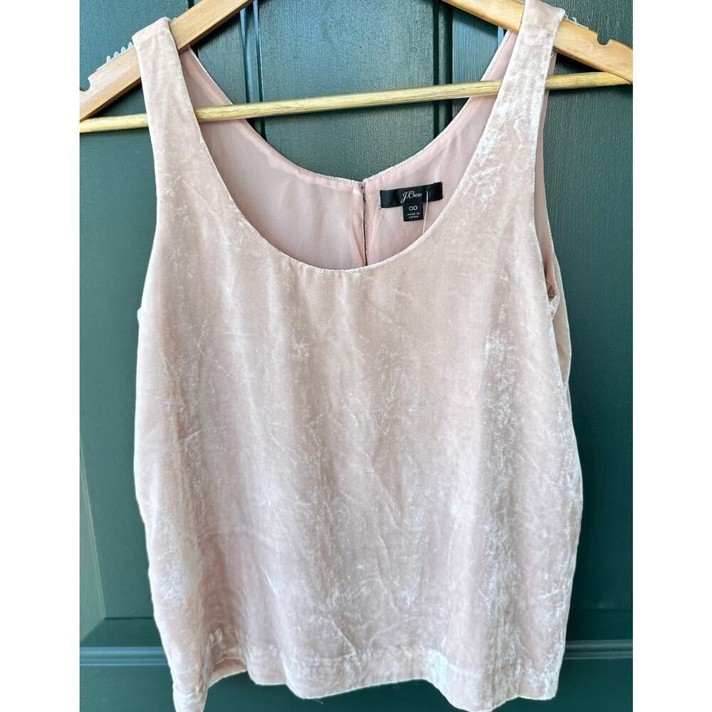NWT J.Crew Blush Pink Velvet Tank Top 00 Sleeveless Holiday Party Soft Luxe - Picture 2 of 7